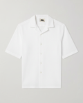 white mens seersucker half sleeved shirt. sustainable. ishq e amore 