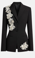 The Noir Silver Fleur Blazer in Wool